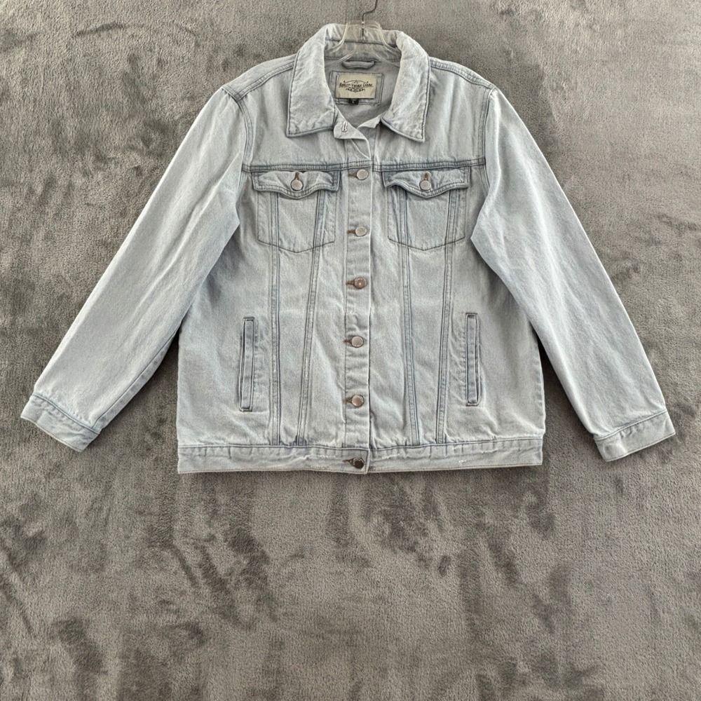 Ashley Vintage Charm Denim Trucker Jacket‎ Womens L Light Wash Distressed Button